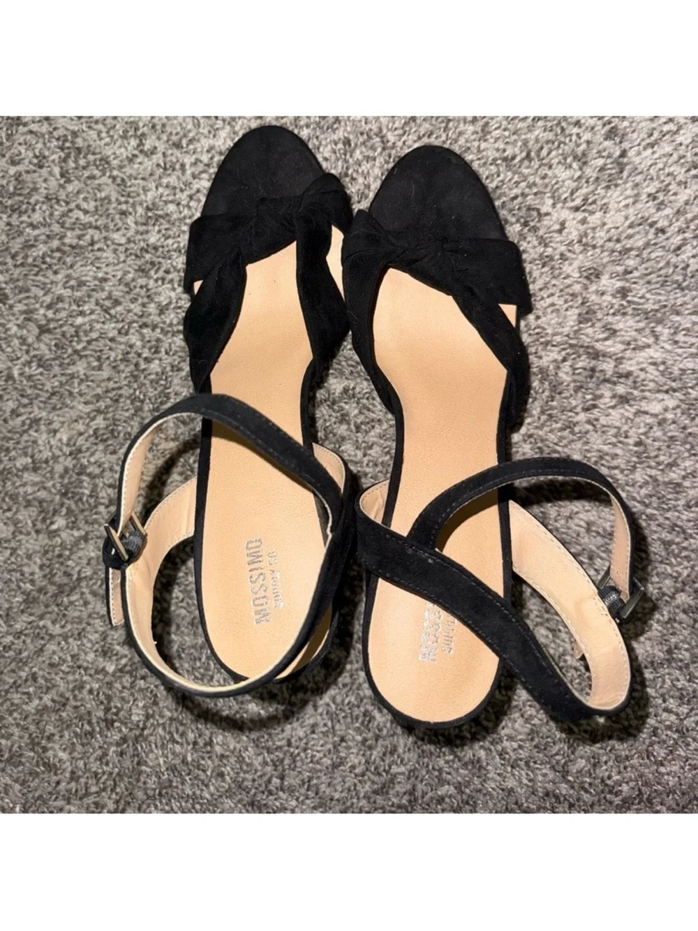 NWOT Target Black Suede Ankle-Strap Block Heels - Picture 3 of 4